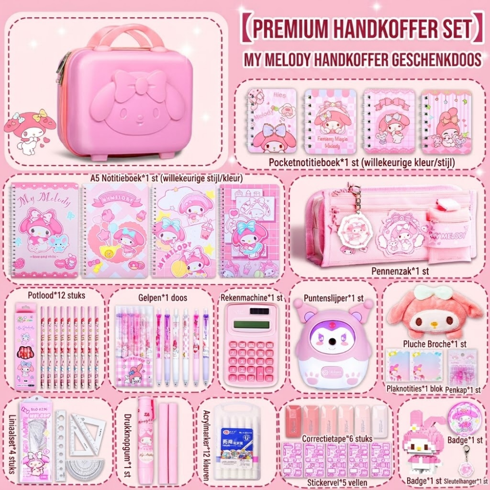 Coffret étude lapin mignon deluxe 2 avec valise à roulettes