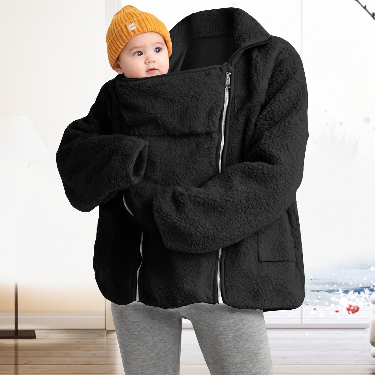 Veste de grossesse en fleece, avec une femme enceinte