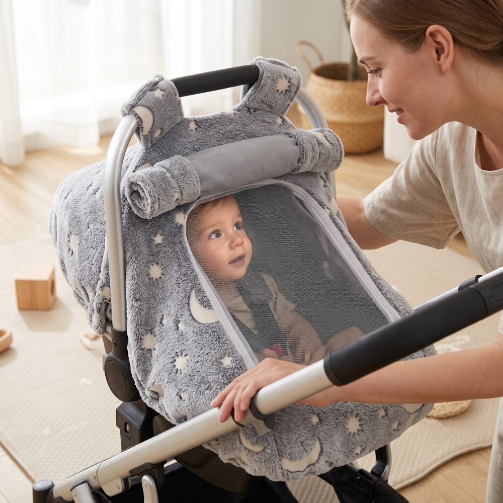Housse de siège auto bébé à plat, entièrement retirée du siège auto