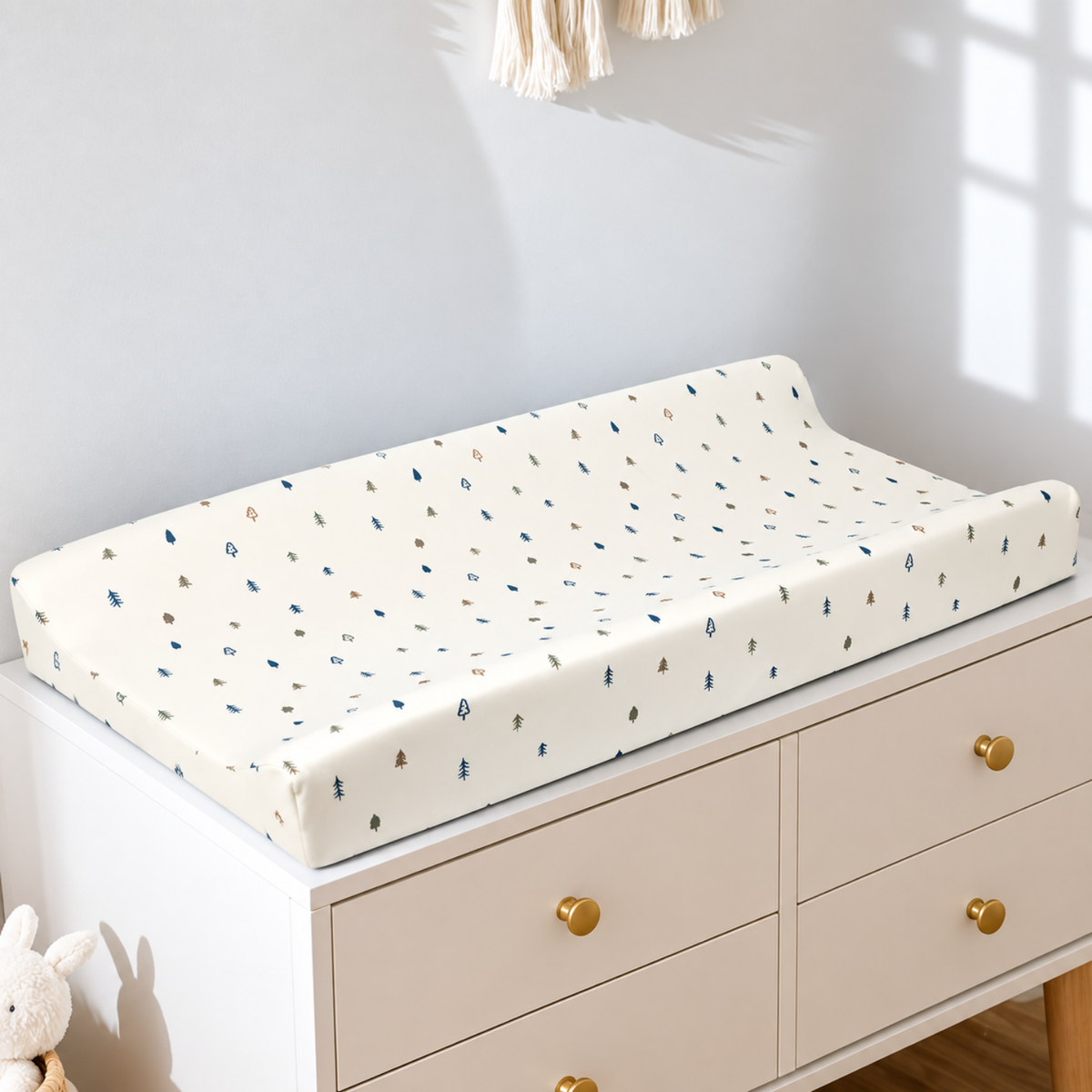 Housse de matelas à langer en coton réutilisable, imprimé Forêt de Pins