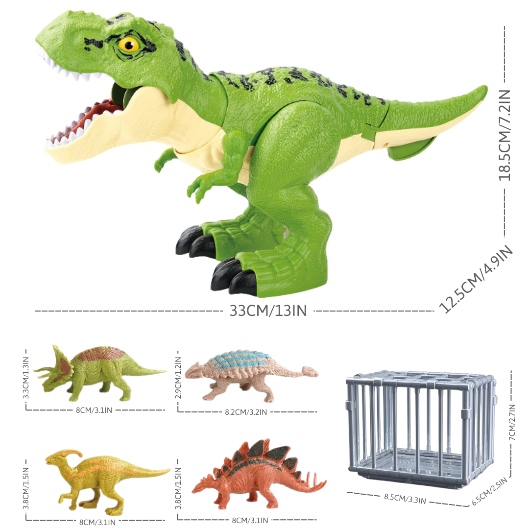 Quatre mini-dinosaures inclus avec le coffret T-Rex