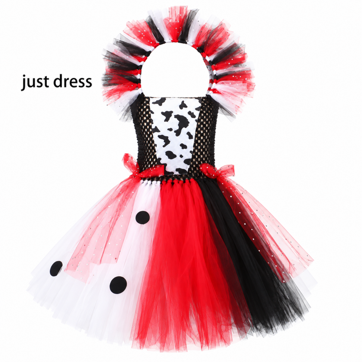 Costume à taches noir et blanc, vue à plat de dos