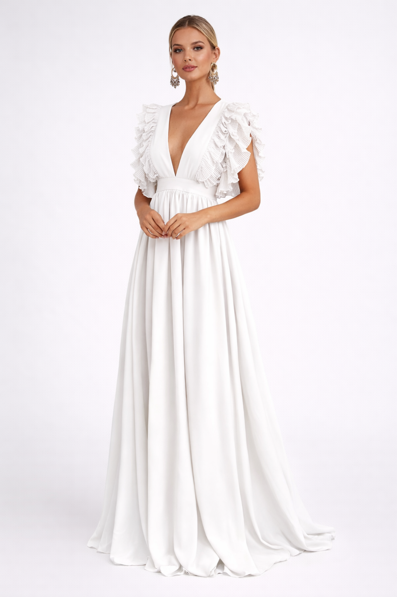 Robe Longue Femme – Élégante & Fluide pour Invitée de Mariage | Robe Maxi Col en V