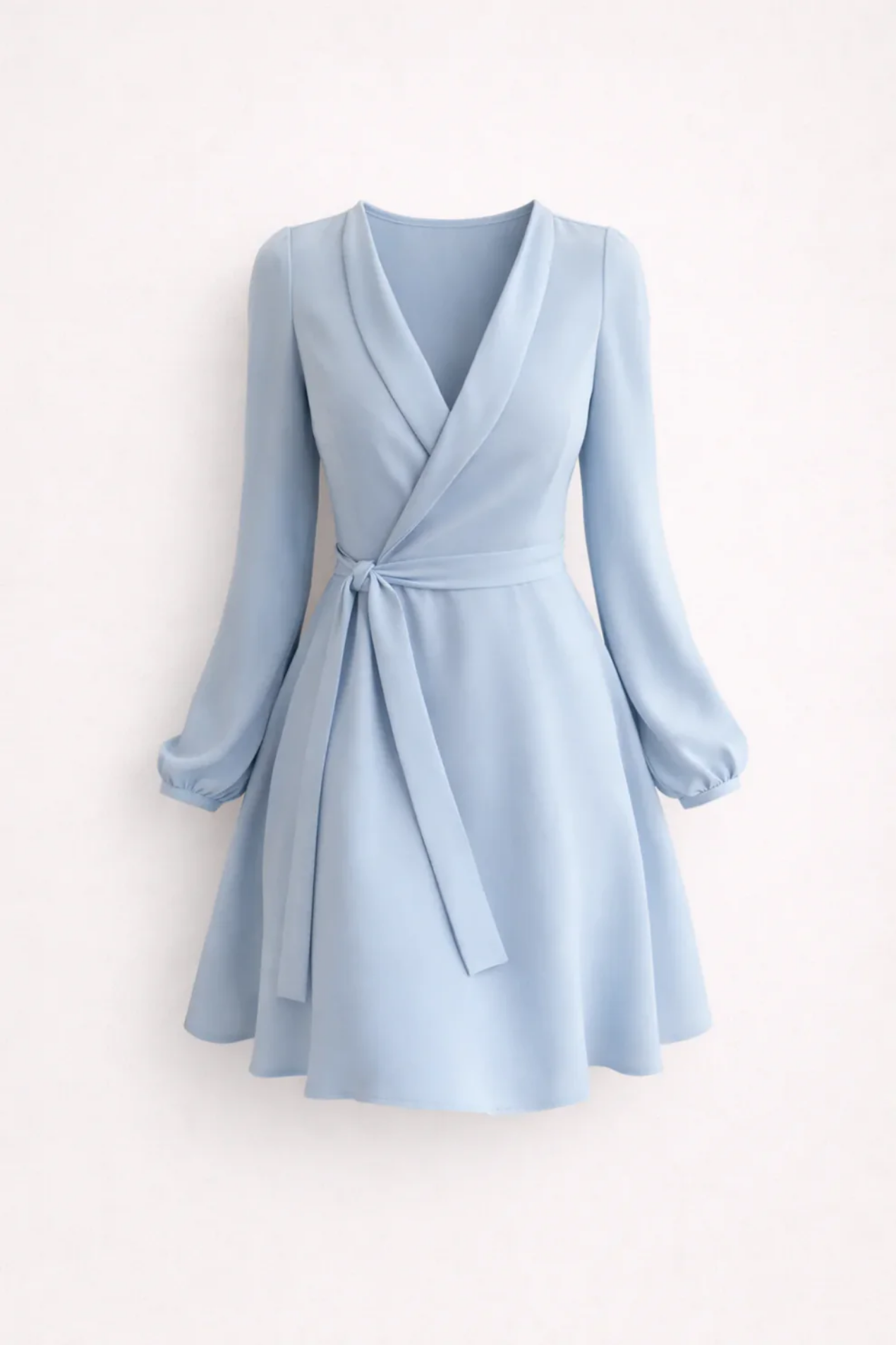 Robe Portefeuille Femme – Col en V & Manches Longues, Élégance Soirée Cocktail