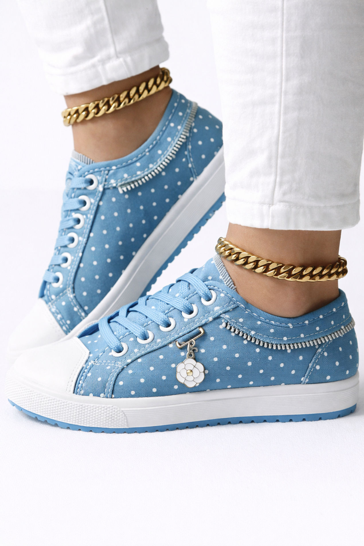 Baskets Femme Dentelle – Sneakers Légères à Motif Floral