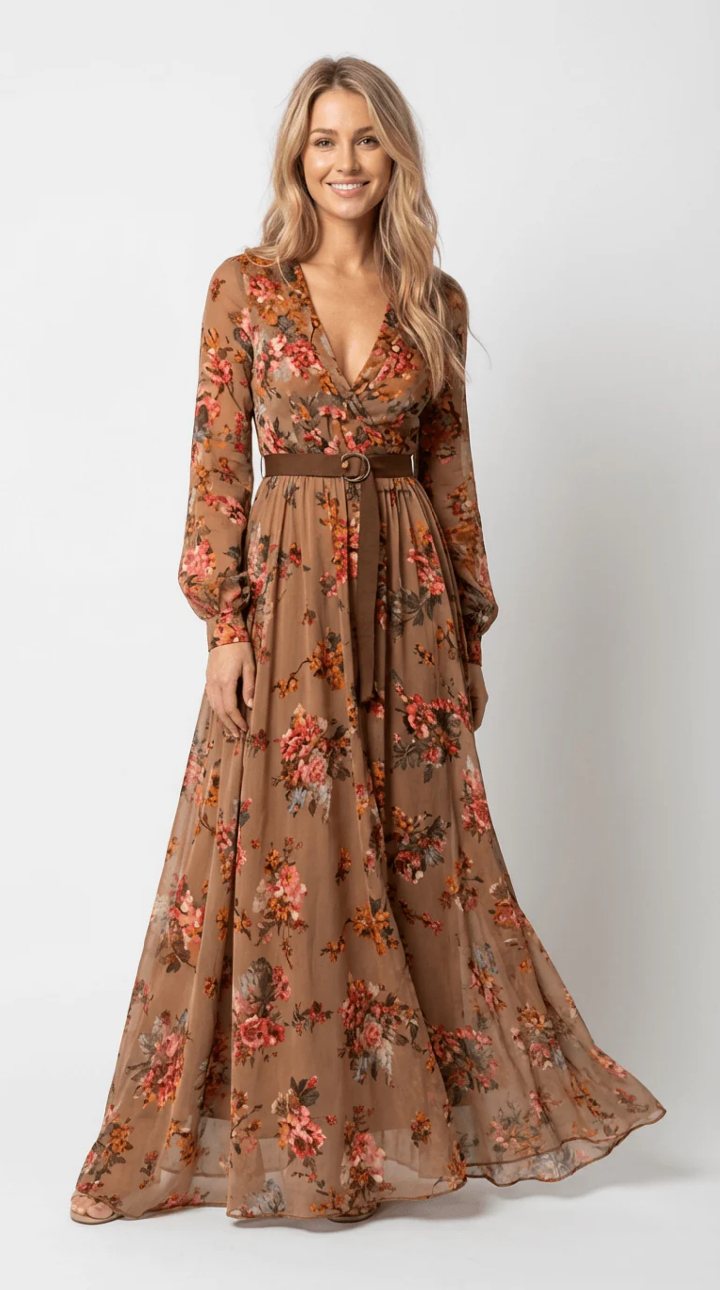 Robe Longue Bohème Femme – Broderies Florales & Coupe Fluide | Robe Maxi Invitée de Mariage