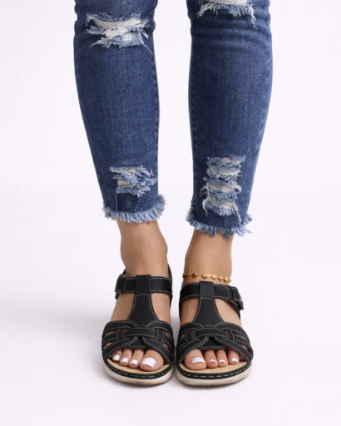Sandales Compensées Femme – Brides Entrecroisées & Cheville Ajustable, Style Tressé Été