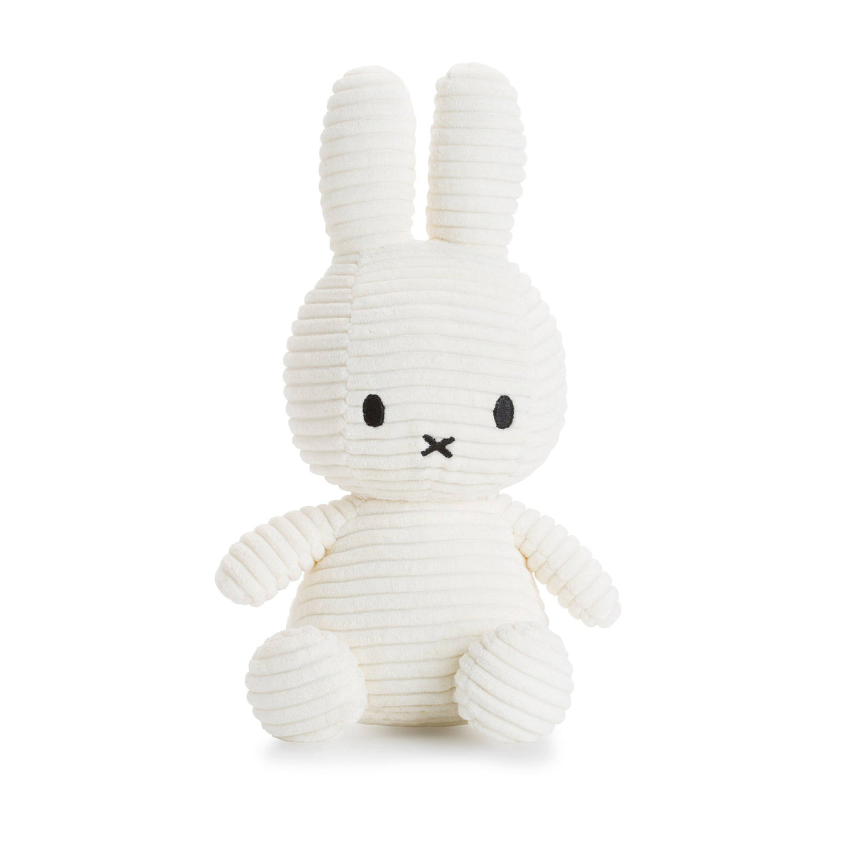Lapin en peluche velours côtelé, coloris blanc