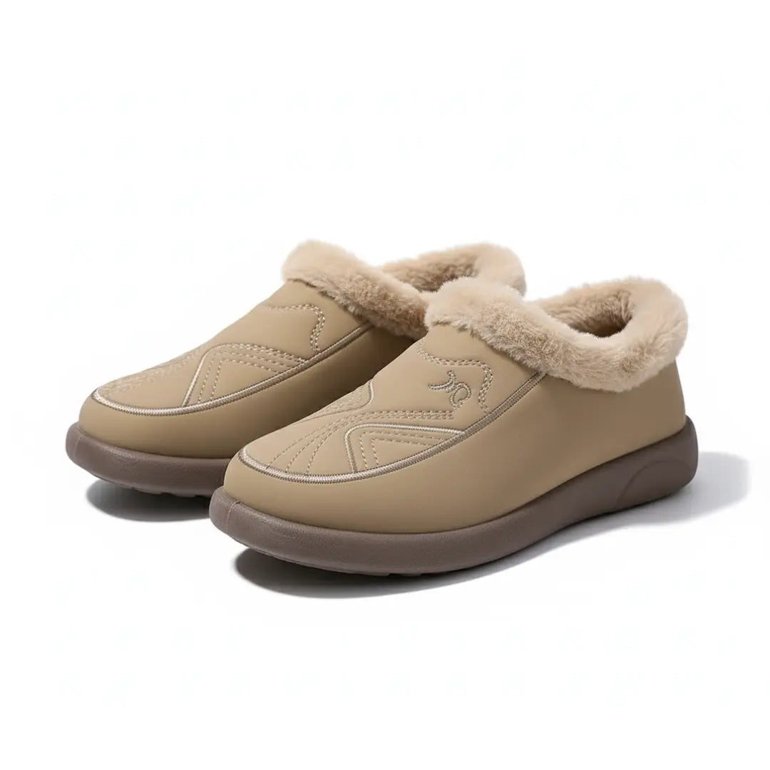 Chaussons orthopédiques femme fourrés beige