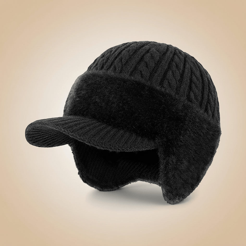 Bonnet chapka noir avec protection oreilles