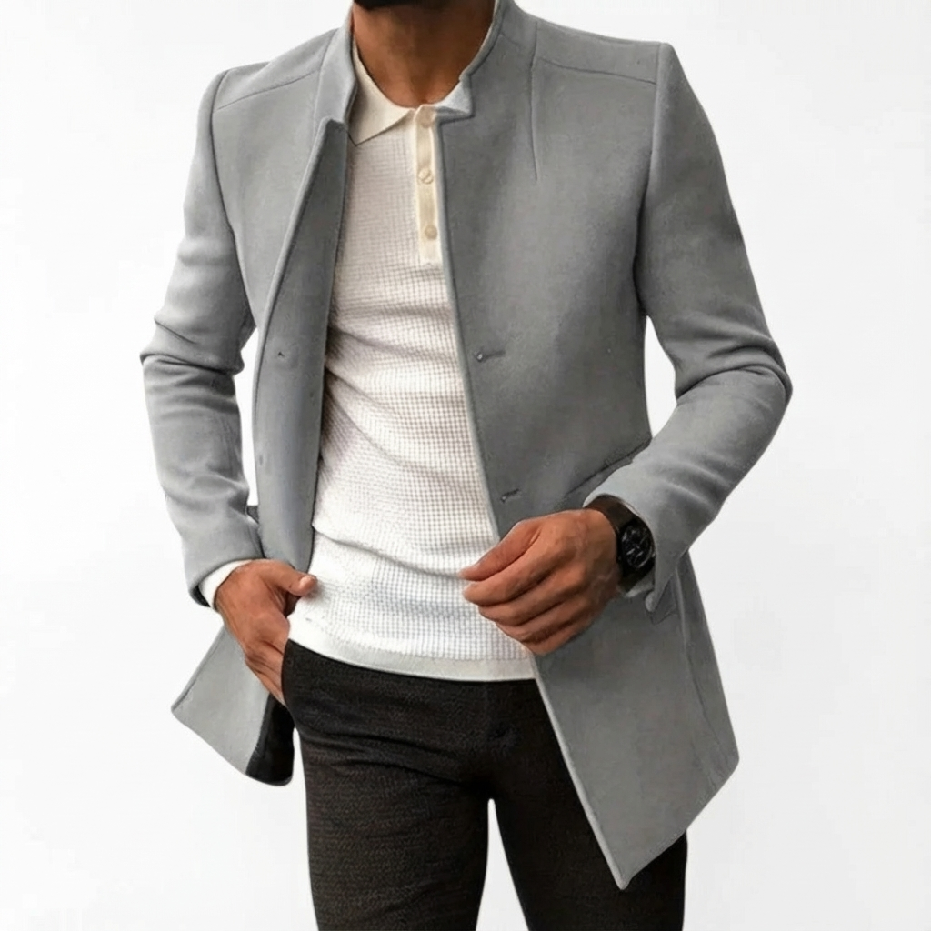 Manteau homme col montant Gris