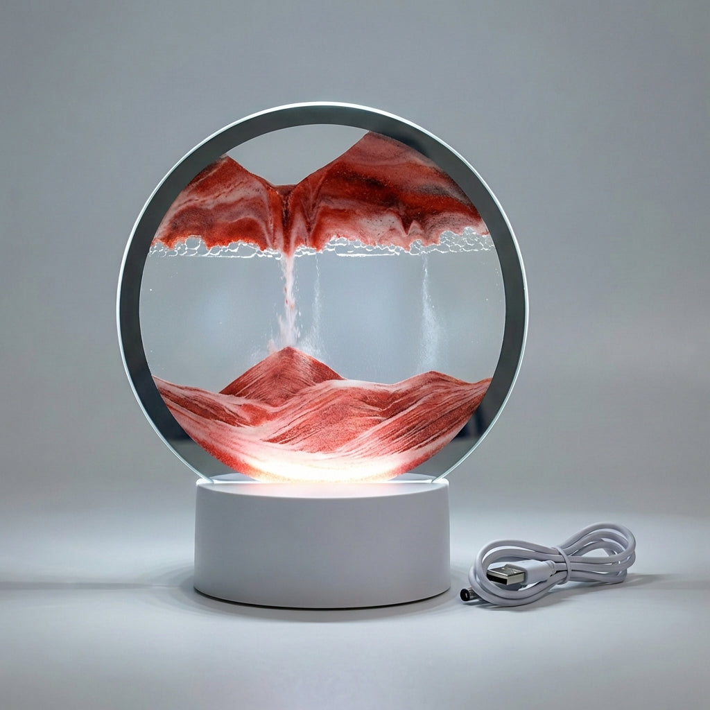Lampe à sable Aqua Drift posée sur un bureau