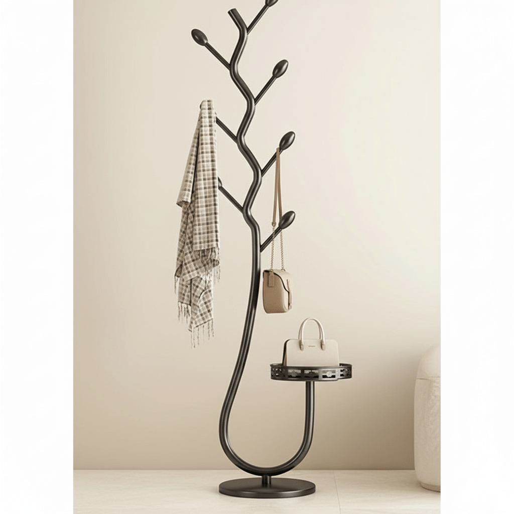 Porte-manteau arbre en fer noir, vue détaillée des branches