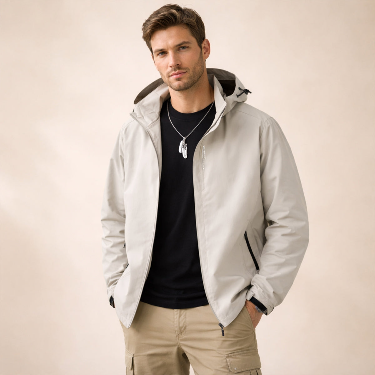Veste softshell imperméable à capuche homme, coloris blanc