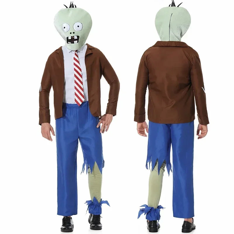 Costume zombie de bureau adulte, vue de face et de dos