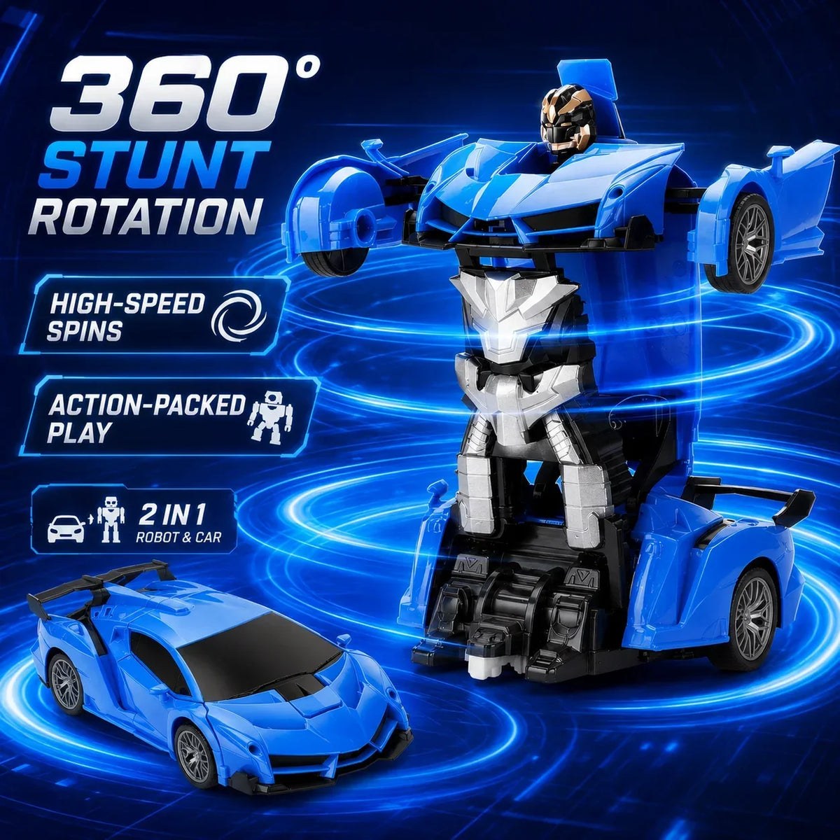 Robot RC transformable avec rotation cascadeuse 360°