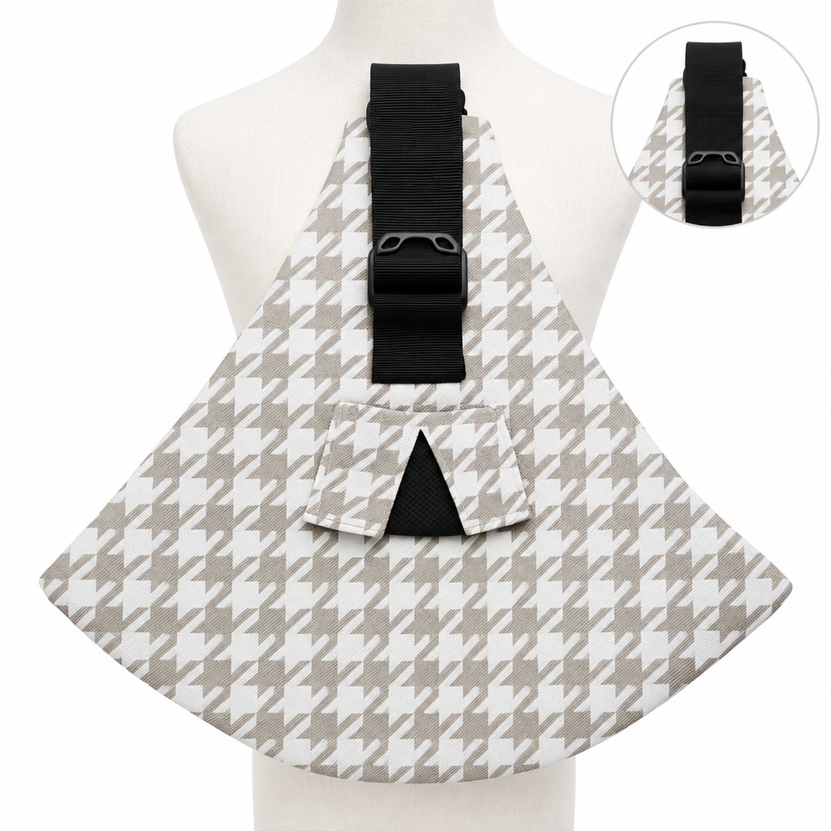 Porte-bébé siège de hanche tissu pied-de-poule sable, gamme confort