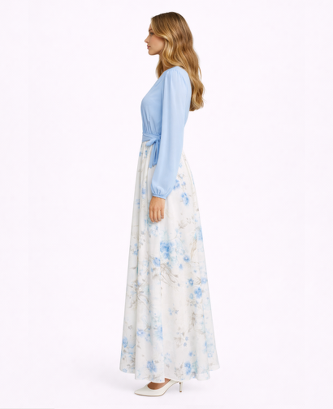 Robe maxi invitée de mariage – cache-cœur fleurie et fluide | robe longue florale col en V