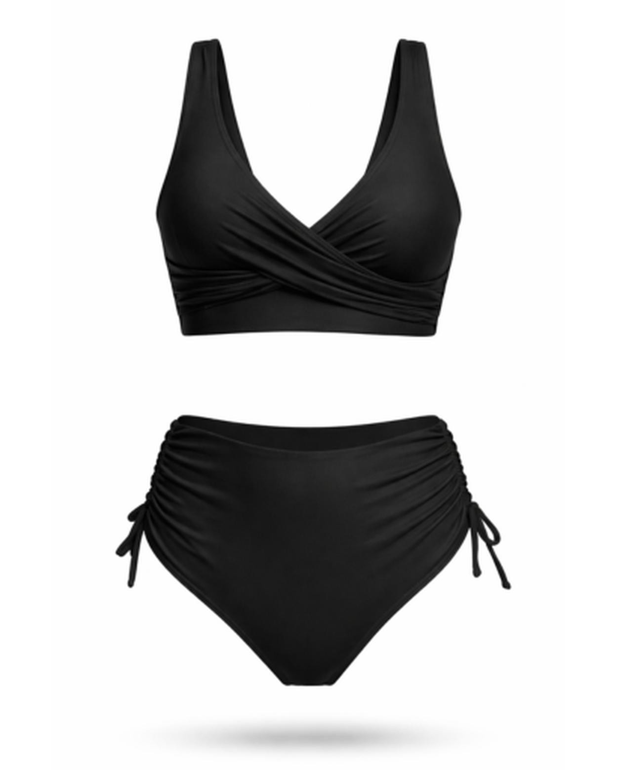 Maillot de Bain Deux Pièces Femme – Taille Haute Drapé Croisé | Style Élégant & Féminin Été