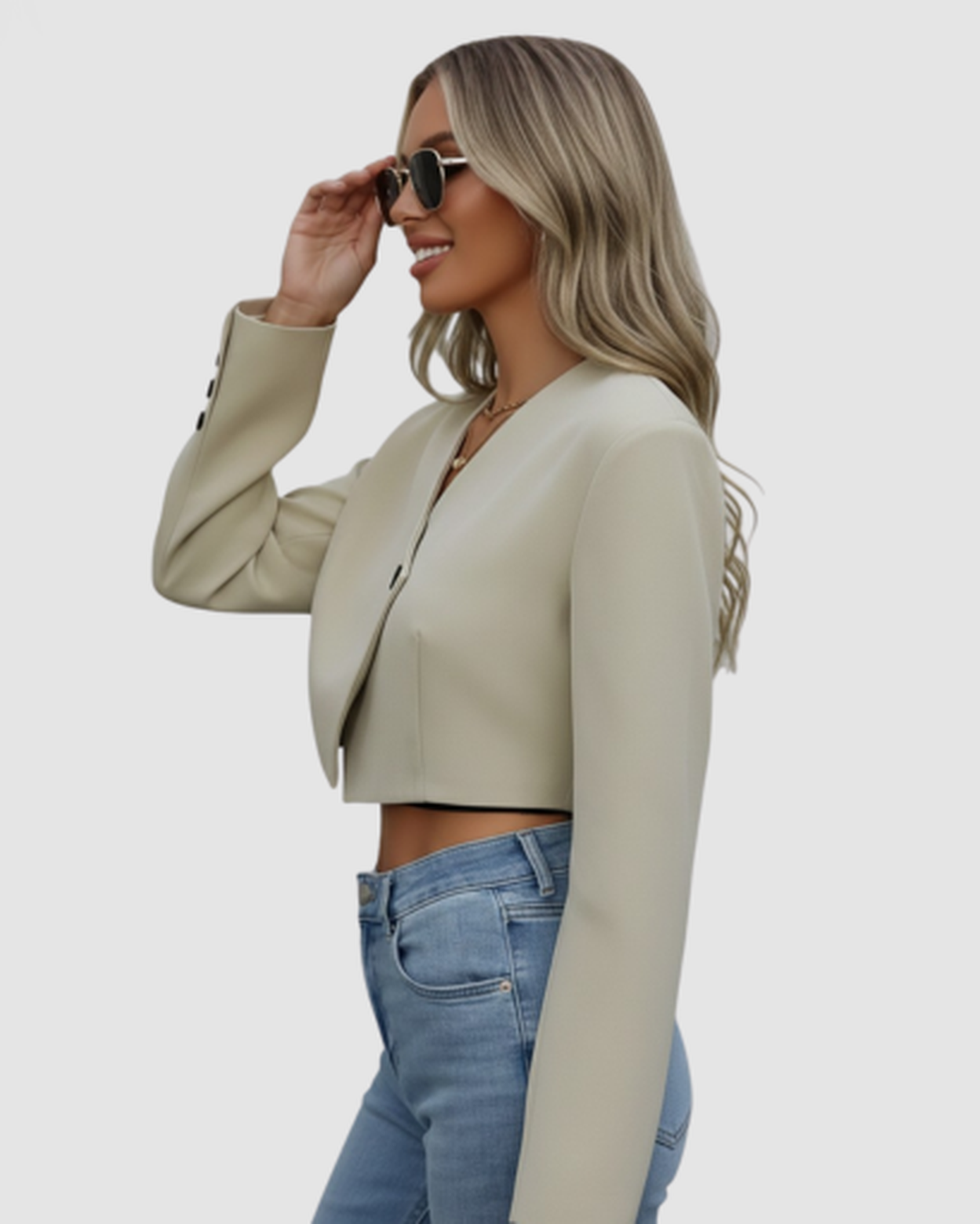Blazer Court Femme Chic à Coupe Structurée – Veste Cropped Élégante