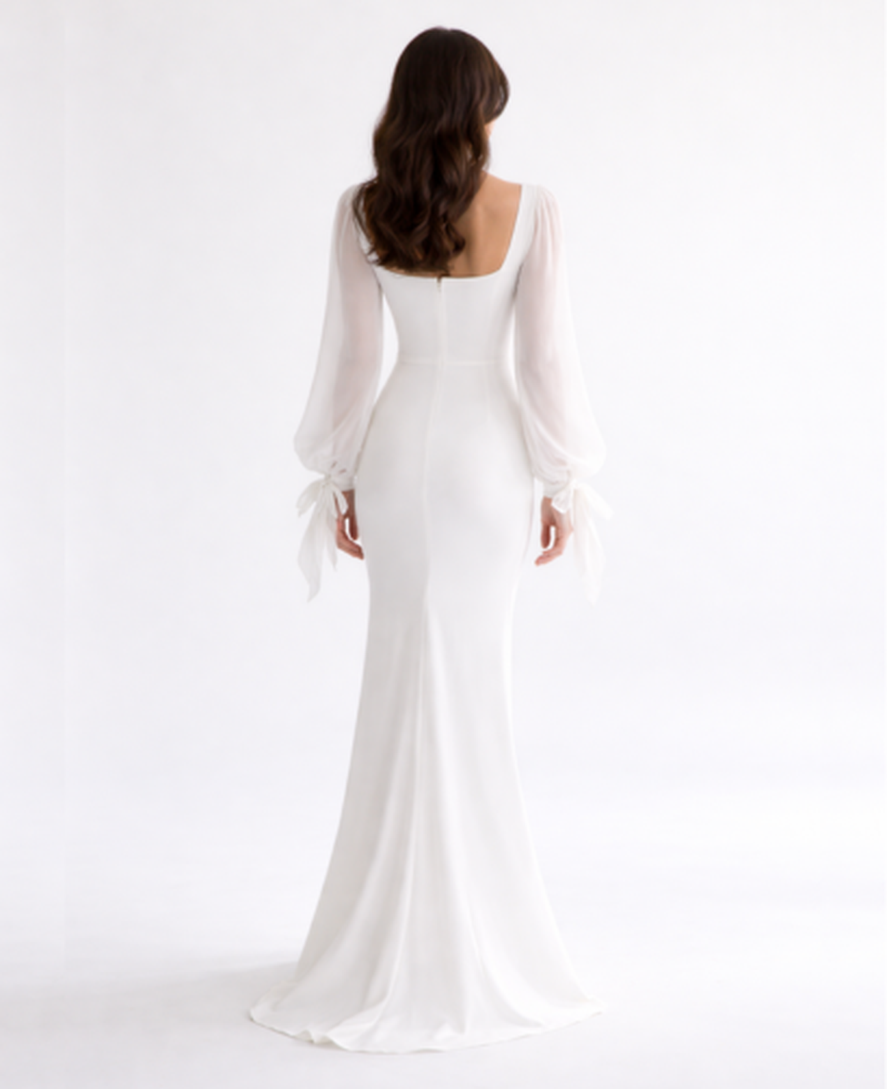 Robe Longue Moulante Encolure Carrée Manches Transparentes — Soirée & Cocktail