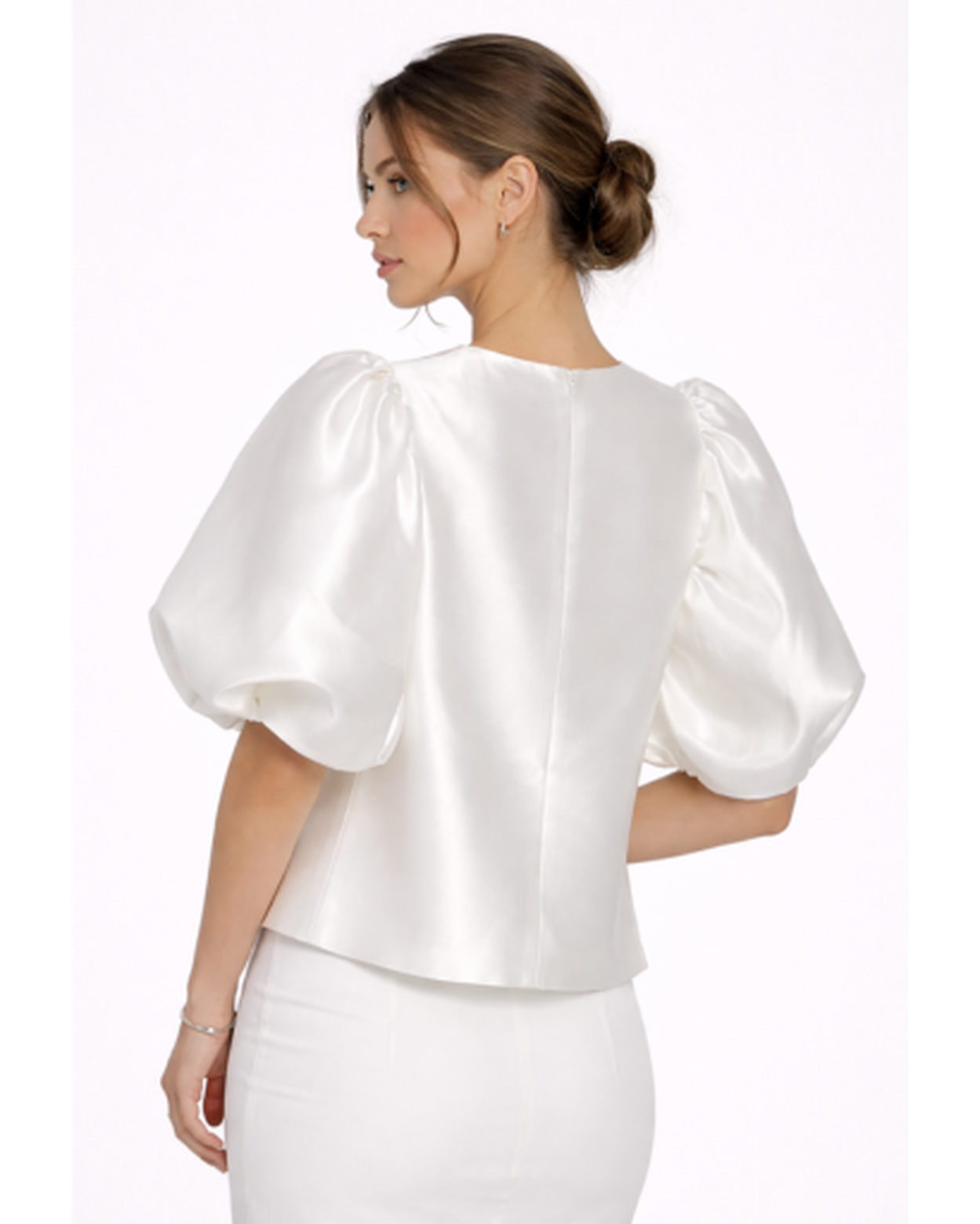 Blouse Satinée Femme Manches Bouffantes – Fluidité Élégante & Toucher Doux | Soirée Chic