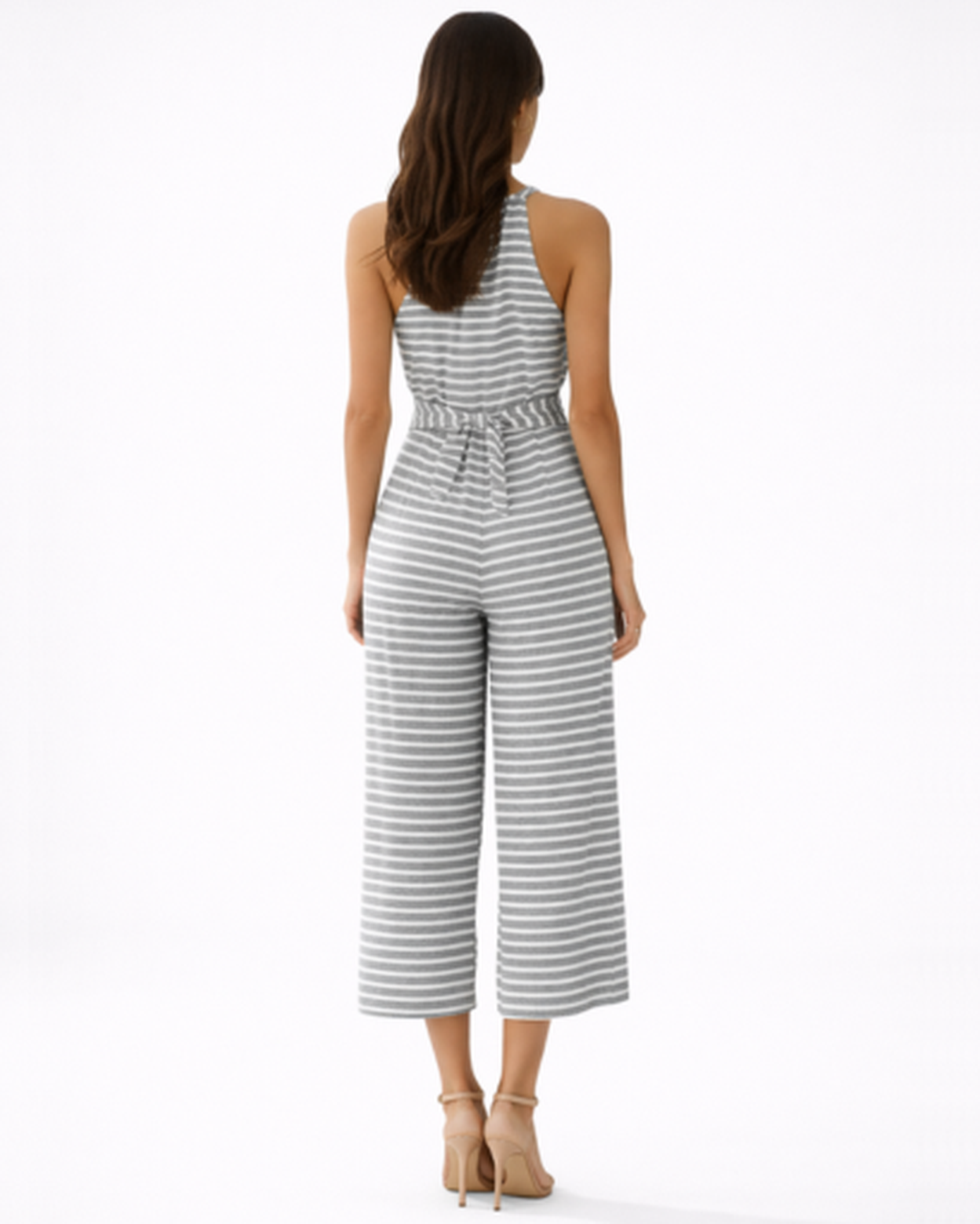 Combinaison rayée femme – silhouette fluide et taille ceinturée | Jumpsuit deux pièces jambe large
