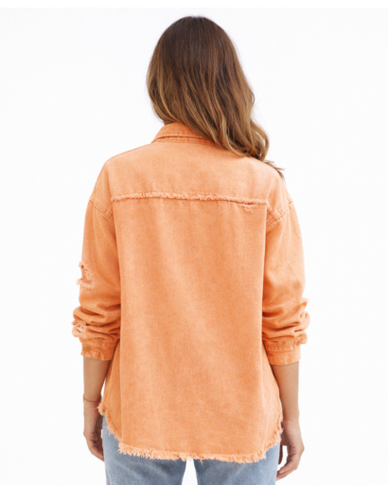 Chemise oversize effet usé à poches poitrine et bords effilochés