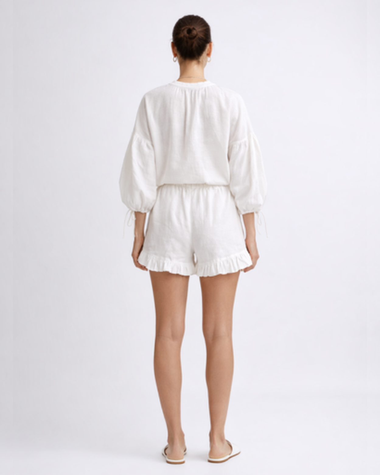 Ensemble short femme – Blouse fluide & taille haute élastique | Ensemble short lin fluide