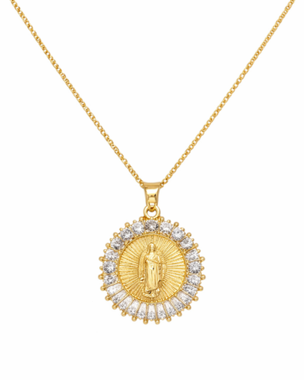 Collier Pendentif Médaille Strass – vue 2
