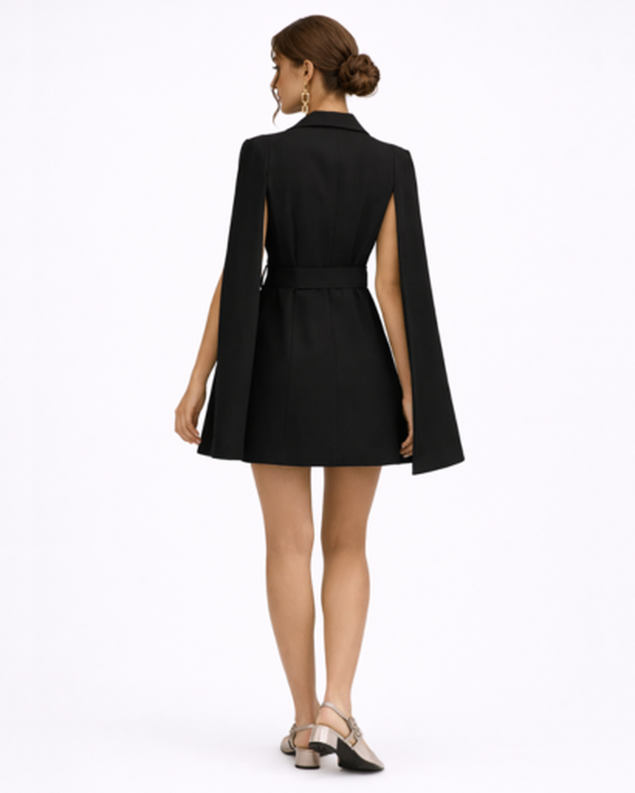 Robe Blazer Femme Courte – Cape Col Tailleur & Ceinturée | Robe Cocktail Style Bureau Chic