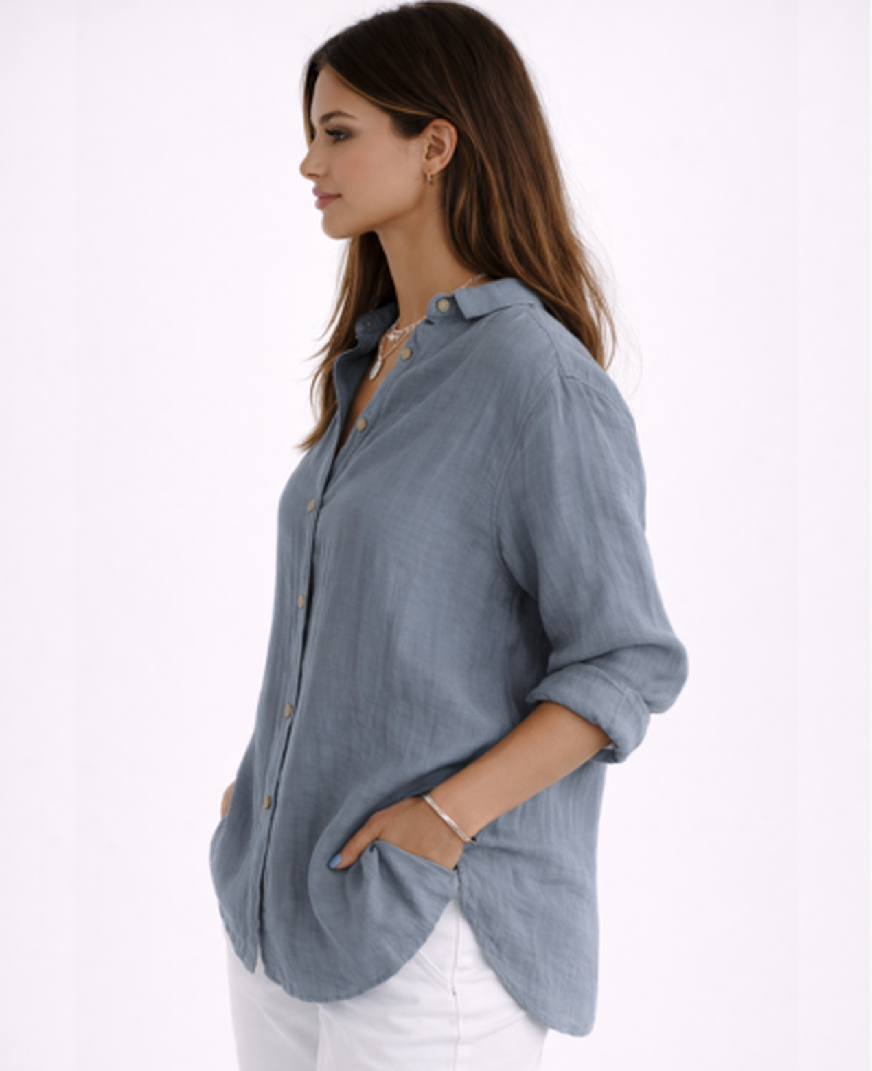 Chemise Femme Fluide – Col Classique & Manches Longues, Élégance Intemporelle Chic
