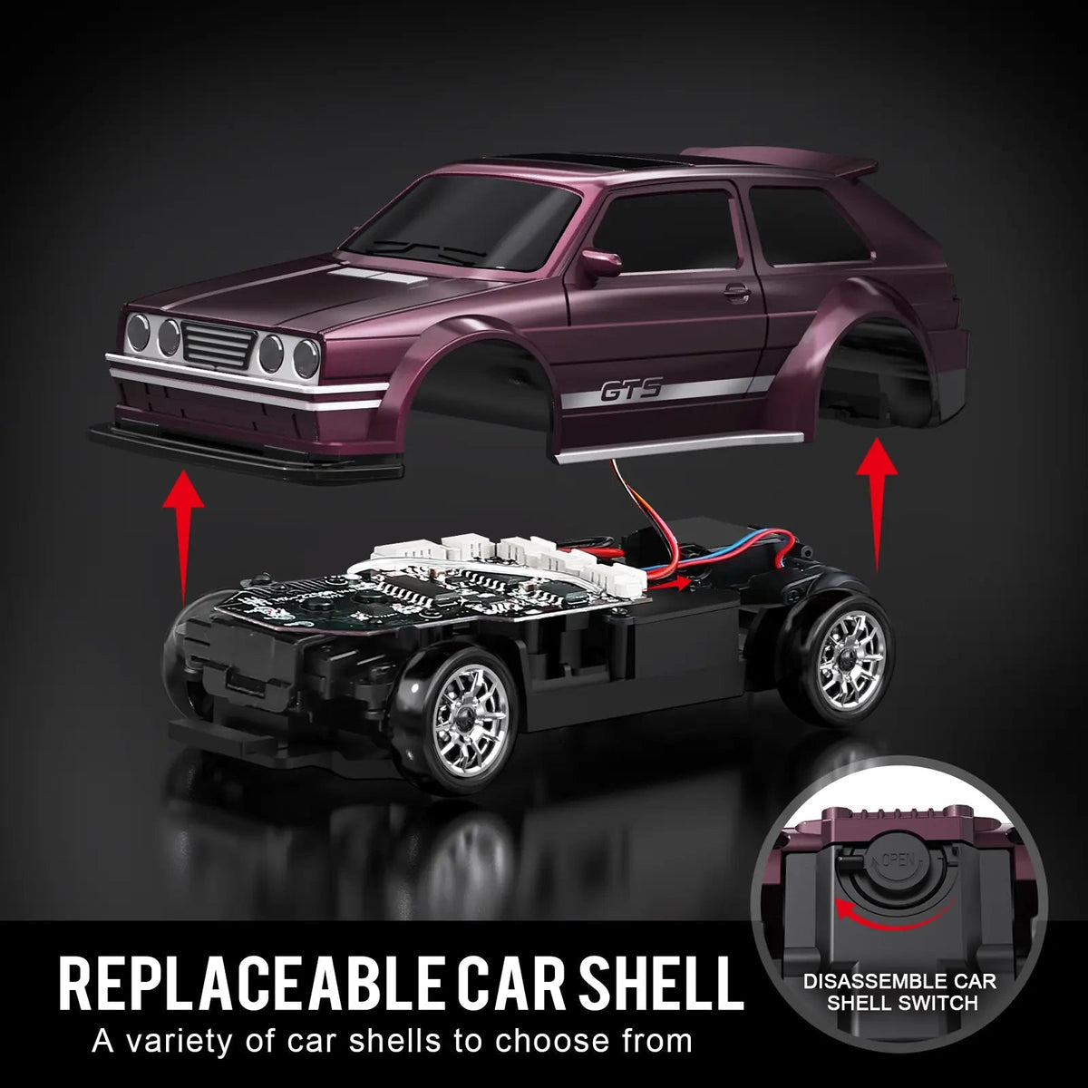 Voiture de drift RC, système de carrosserie remplaçable