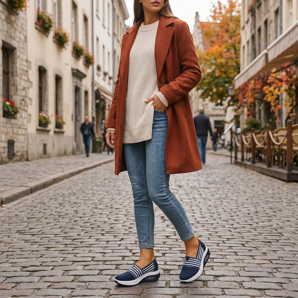 Baskets SlipOn Femme Confort Compens Semelle Amortissante Chaussure porte en automne