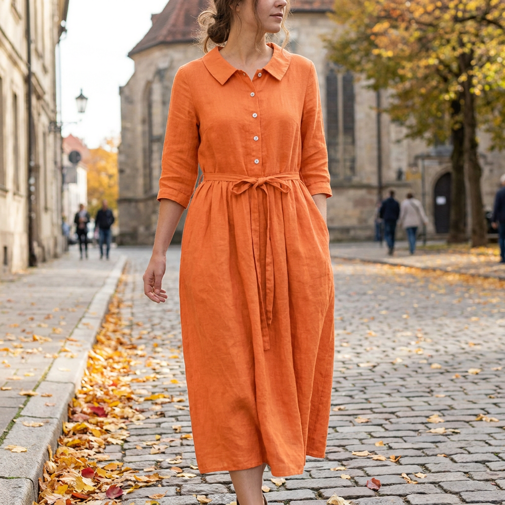 Robe Maxi Femme en Coton Lger Coupe Relax Respirante Grande Taille porte en automne