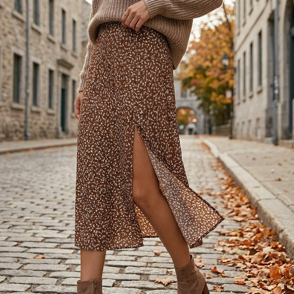 Jupe Femme Coupe lgante Taille Haute Style Chic Polyvalent porte en automne