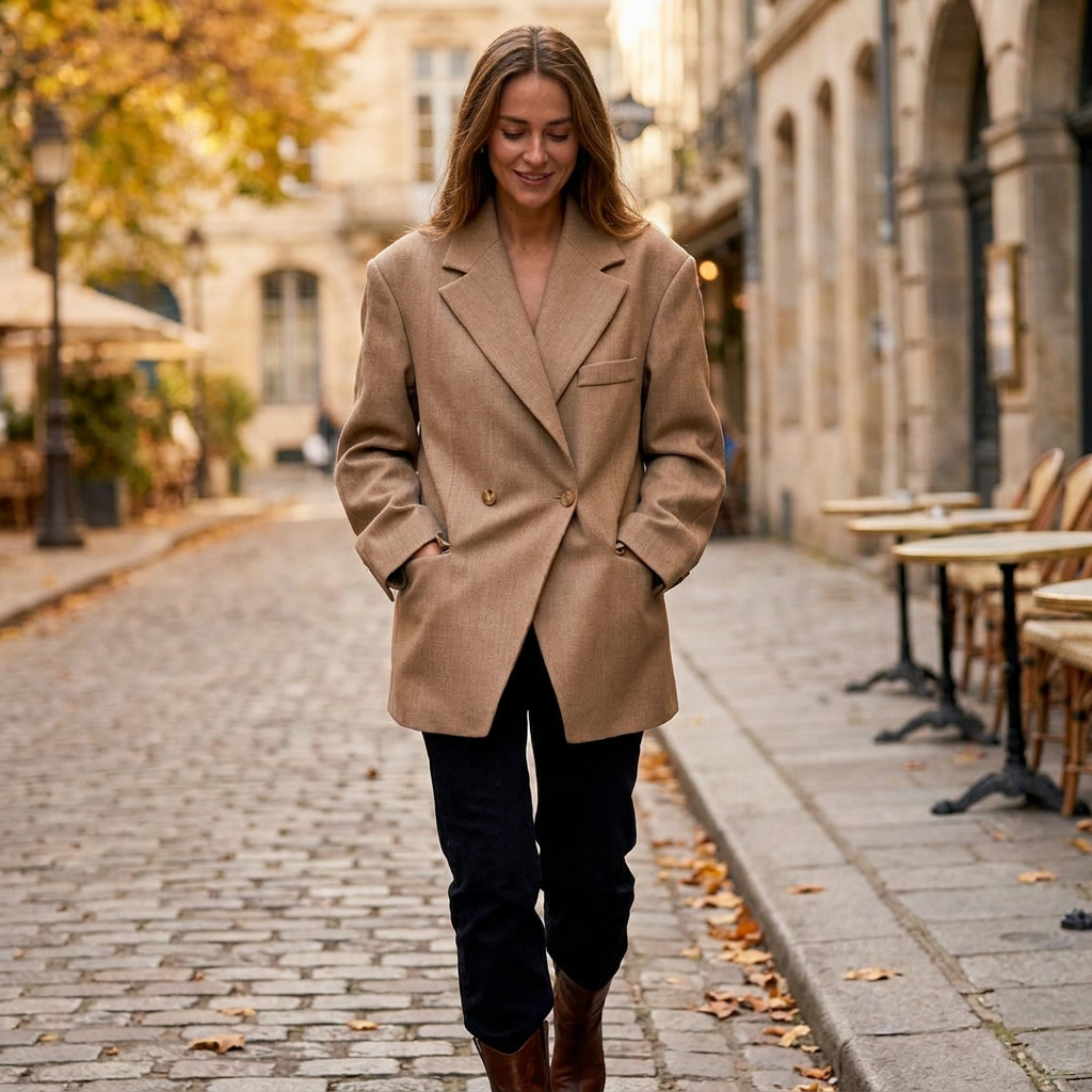 Blazer Femme Coupe Structure Style Tailleur Chic lgance Intemporelle porte en automne