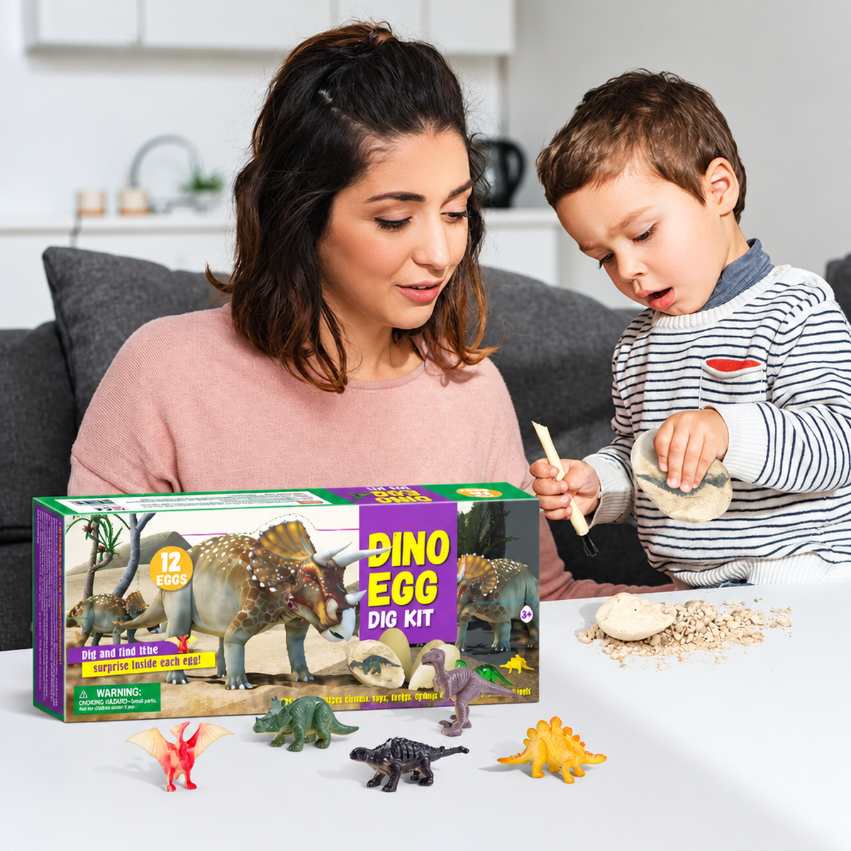 Emballage complet du kit de fouille dinosaure à 12 œufs surprise