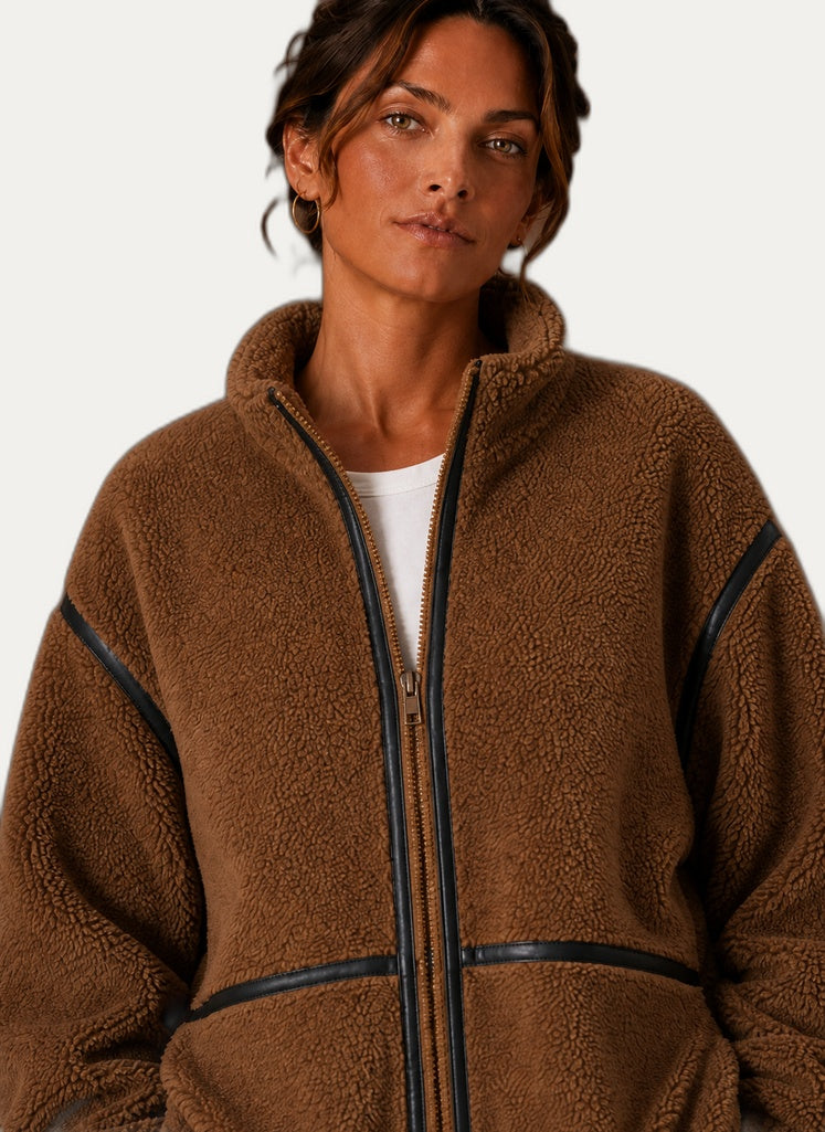 Veste en fleece Sherpa pour femme - Fermeture éclair et poches pratiques