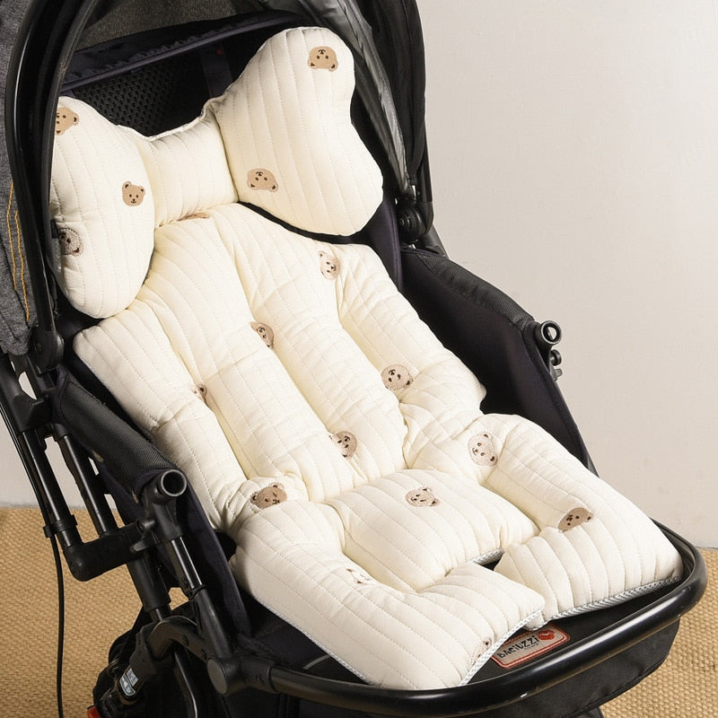 Coussin de poussette, imprimé Ours, insert confort doux