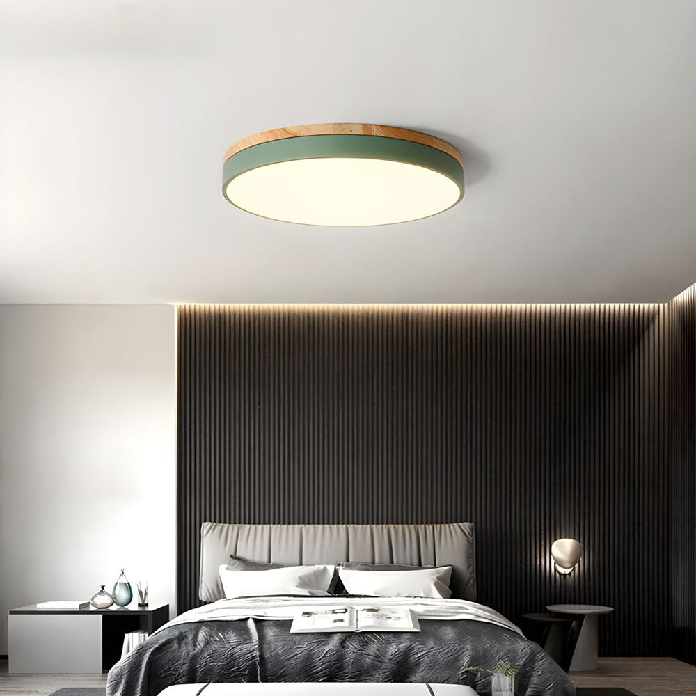 Plafonnier bois rond vert