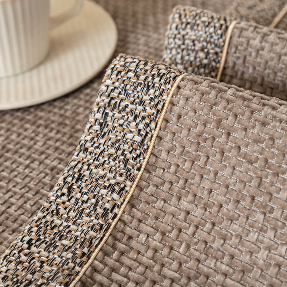 Détail du tissage chenille de la housse