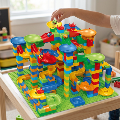 Circuit à billes en blocs de construction, coffret de 88 pièces