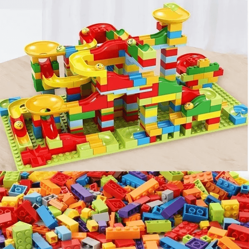 Circuit à billes en blocs de construction, coffret de 344 pièces