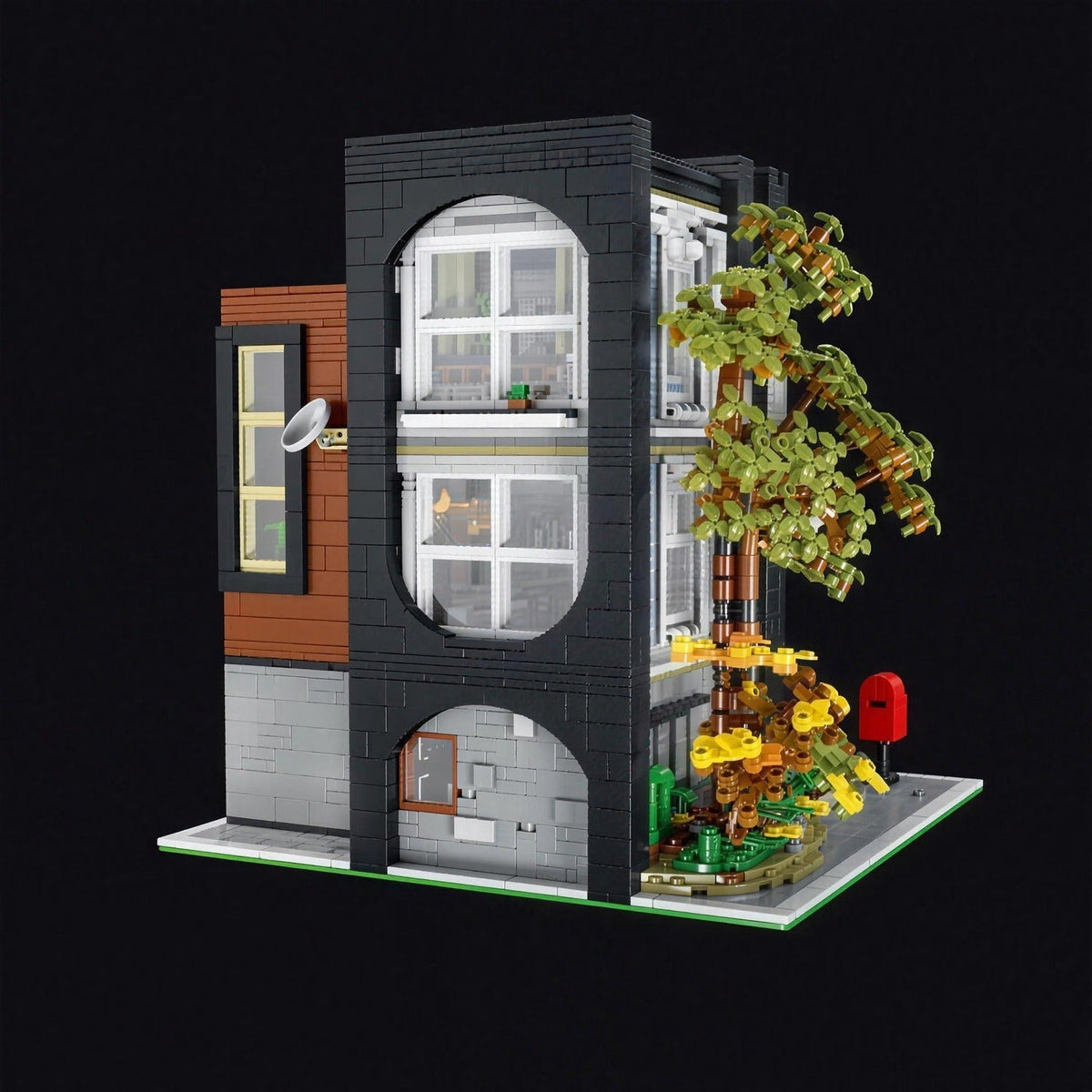 Villa moderne en briques de construction, vue détaillée de la maquette assemblée