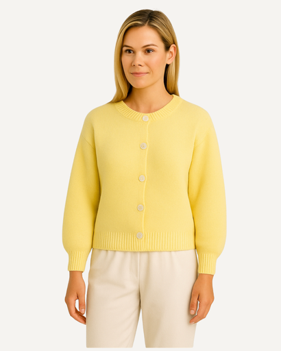 Gilet femme jaune à manches bouffantes, vue de face