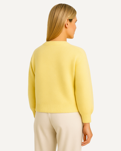 Gilet femme jaune à manches bouffantes, vue de dos