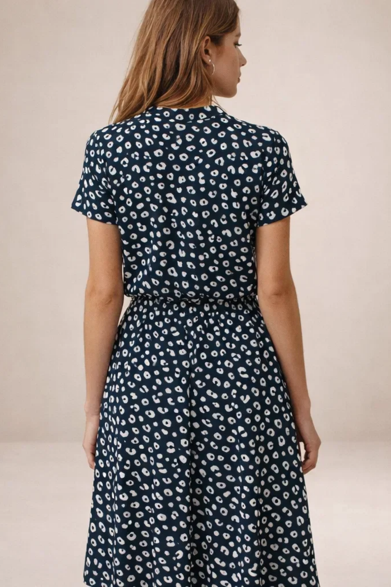 Robe Midi Fluide Imprimée – Coupe Féminine Taille Ajustable | Robe Femme