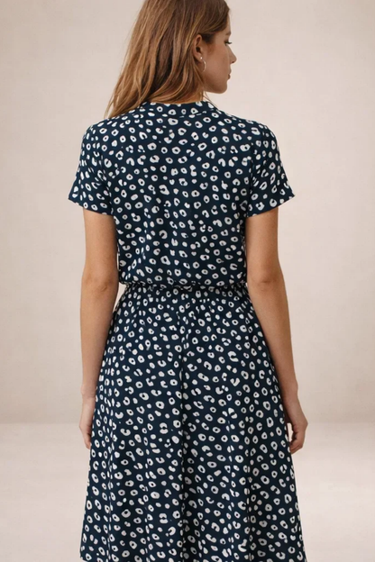 Robe Midi Fluide Imprimée – Coupe Féminine Taille Ajustable | Robe Femme