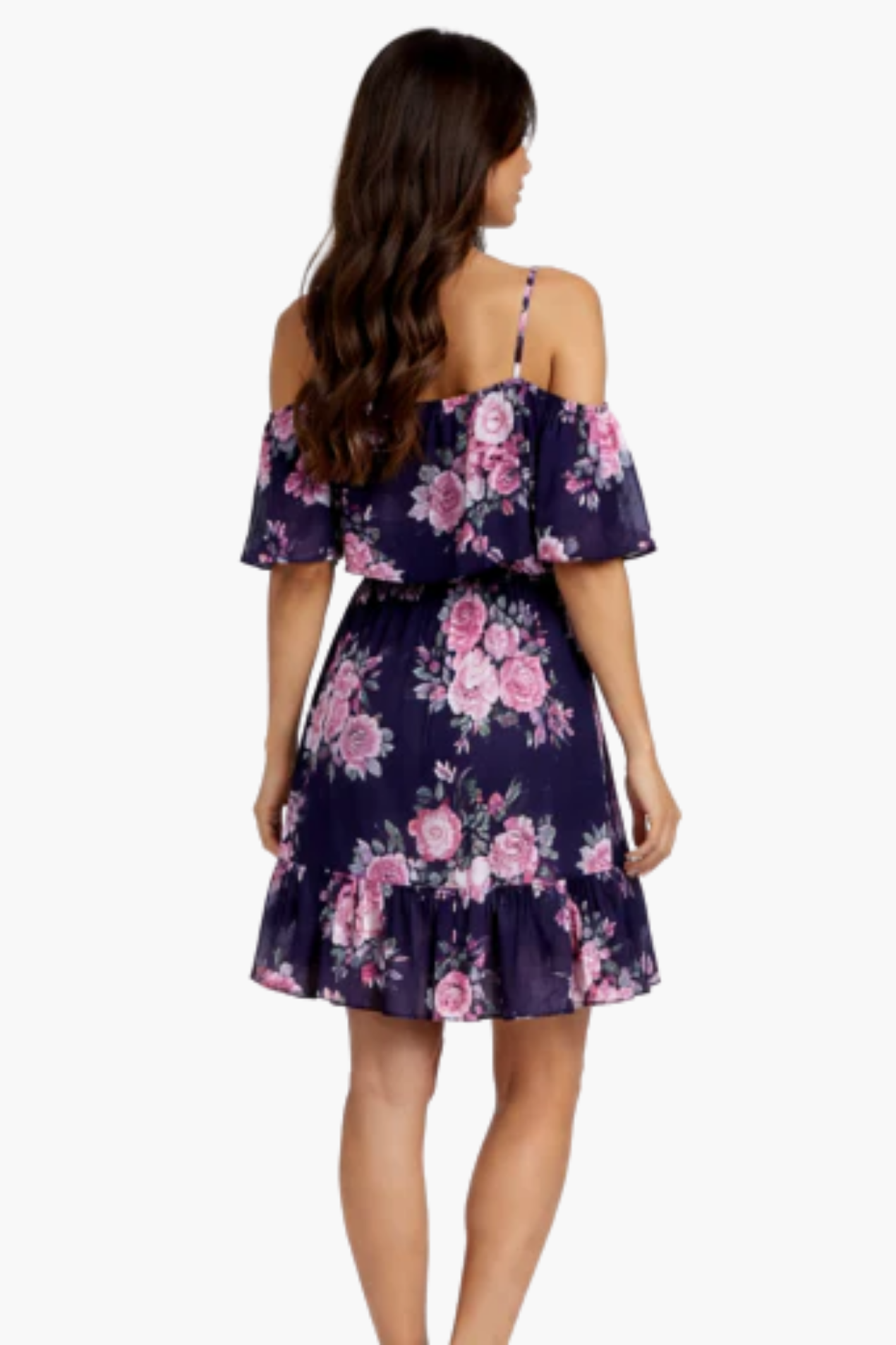 Robe Courte Fleurie Femme – Épaules Dénudées & Volants, Style Estival Élégant